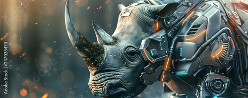 Futuristic Robot Rhino Digital Illustration © Prangthip