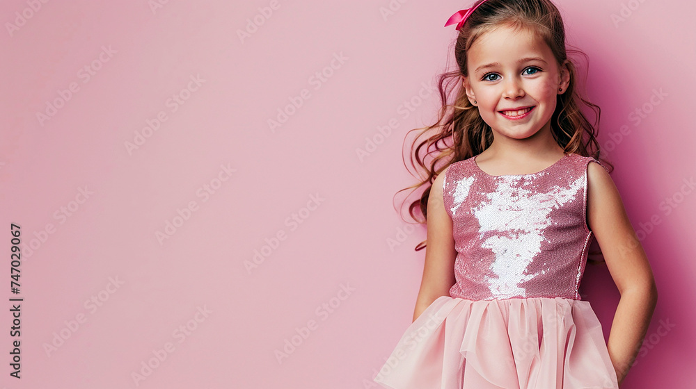 Pretty little girl wearing pink princess dress Pretty little girl wearing pink princess dress