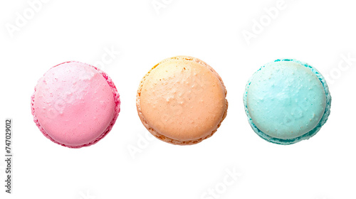 Colourful french macarons top view set