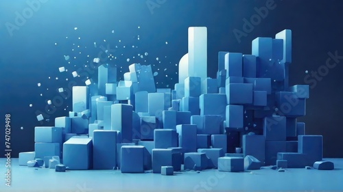 3d cube blue background