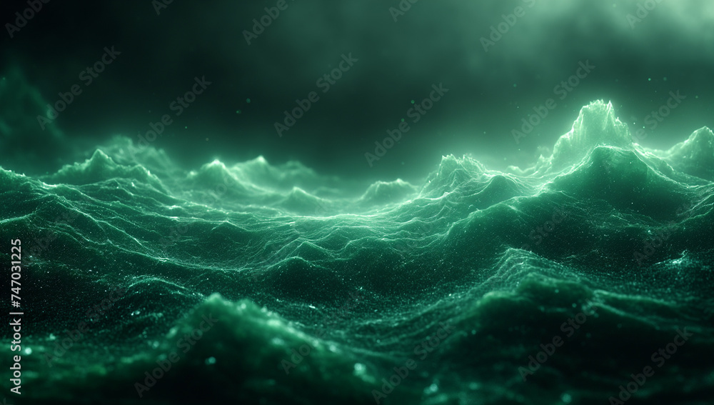 Glowing Dark Green Wires: Oceanic Academia Gridscape