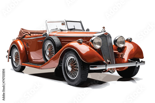 Vintage Car vector on white background.