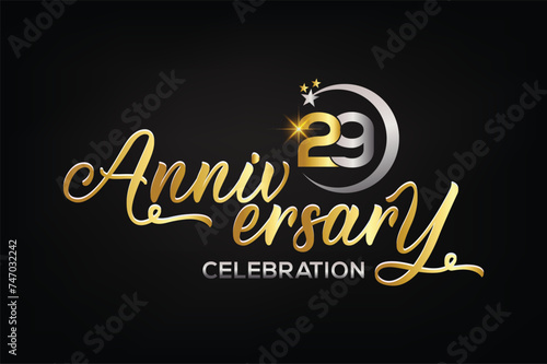 Star element gold color mixed luxury 29th anniversary invitation celebration