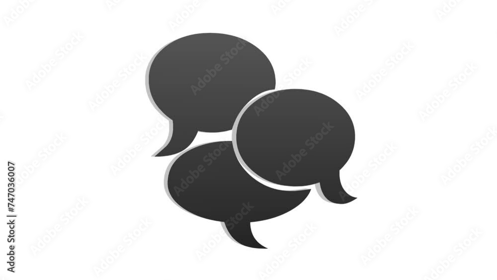 Loopable black color 3d chat text icon rotating animation white background Loopable black color 3d chat text icon rotating animation white background