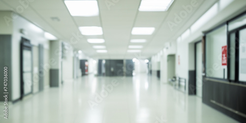 Blurred Background Of Empty Hospital Passage