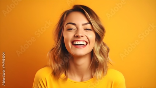 Happy wow emotion girl face expression isolated 