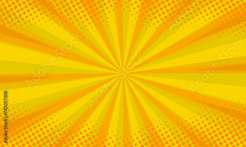abstract comic background with rays on yellow