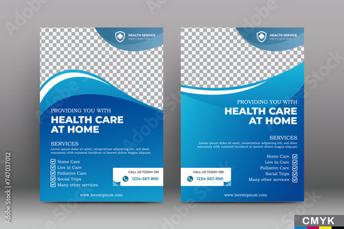 Hospital care poster template design. vector photo