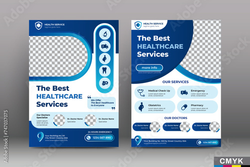 Hospital care poster template design. vector