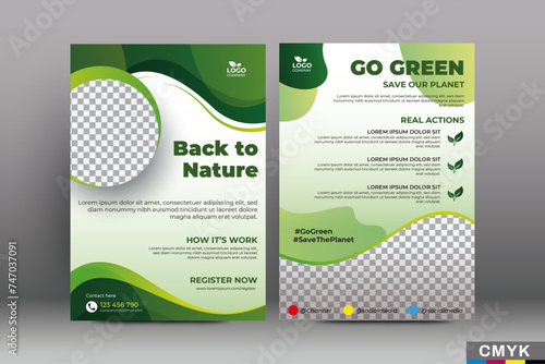 Nature flyer template editable design. vector