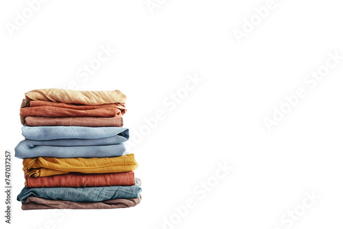 Stack of Pressed Clothes on Transparent Background.