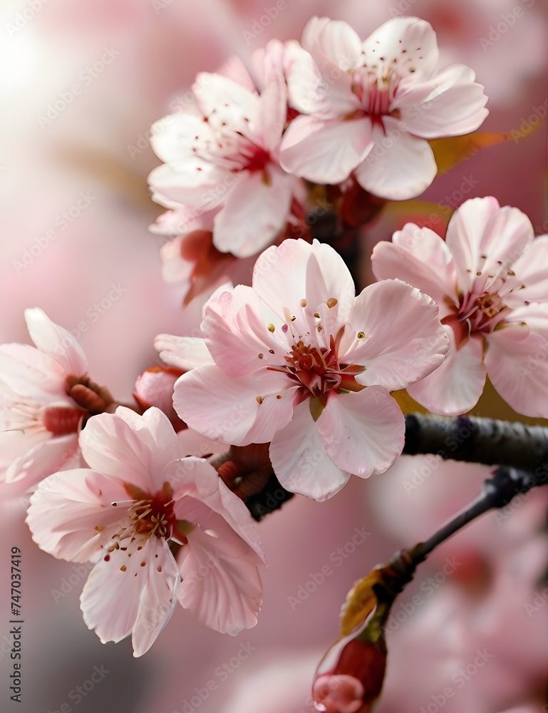 pink cherry blossom HD 8K wallpaper Stock Photographic Image Generative AI