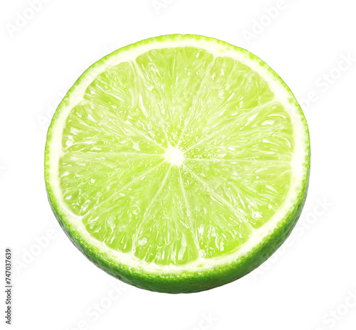 Natural fresh lime half isolated, transparent PNG, PNG format, cut out, single