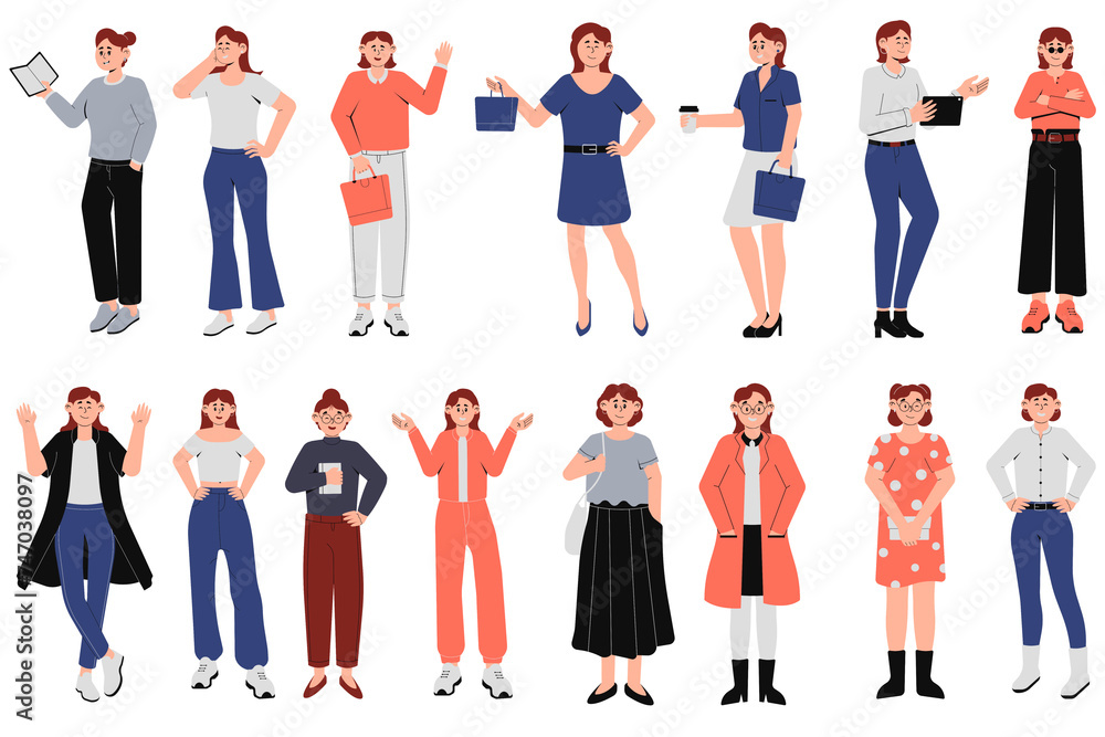 group of woman outfit illustration