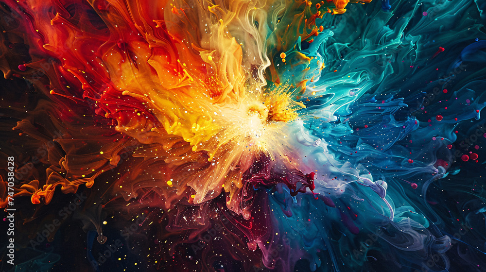 Explosion of Cosmic Colors in Abstract Art