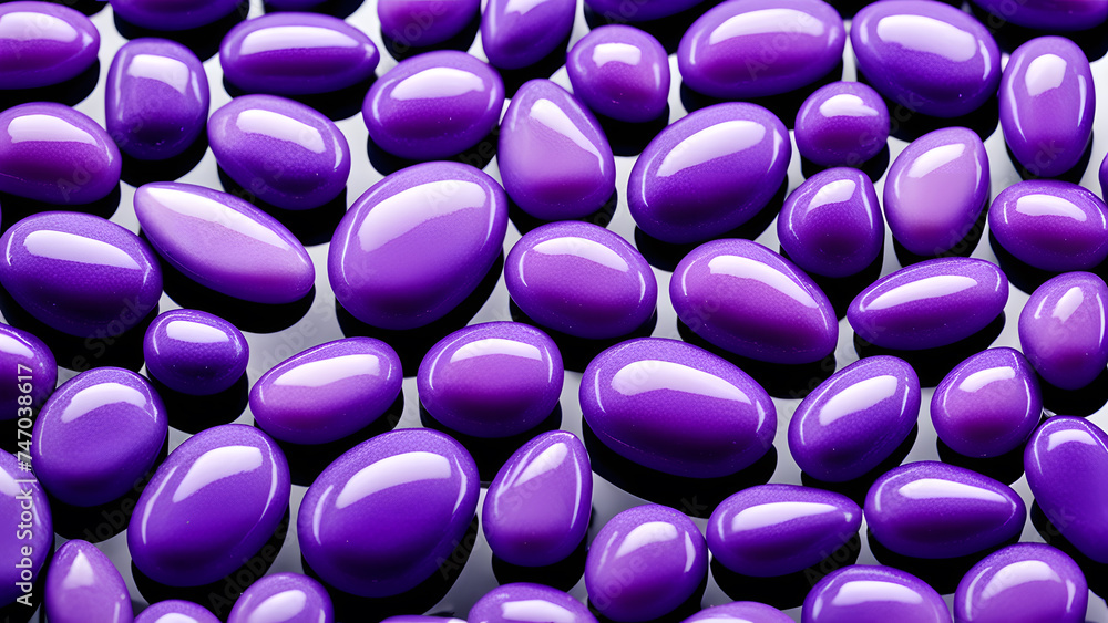 Closeup detail of 3D purple lavender jade pebbles. Unveiling the enchanting energy aura of natural crystal gemstones Closeup detail of 3D purple lavender jade pebbles. Unveiling the enchanting energy aura of natural crystal gemstones