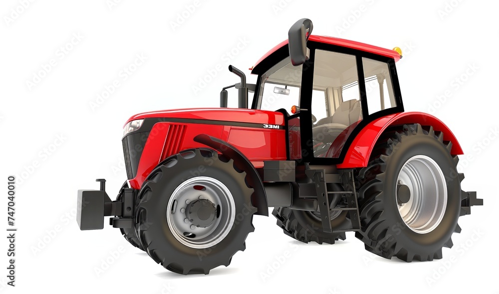 Large Red agricultural tractor isolated on a white background Large Red agricultural tractor isolated on a white background