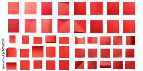 Collection of red paper isolated on a white background as transparent PNG