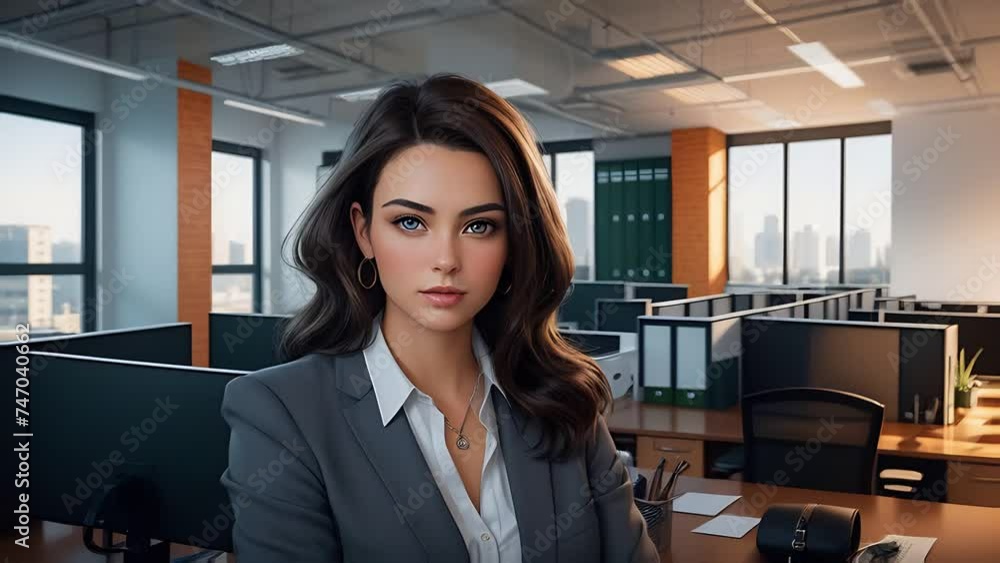 Portrait of beautiful brunette business woman on office background Portrait of beautiful brunette business woman on office background