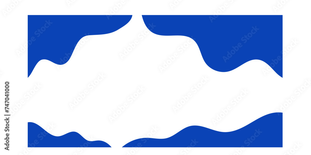 Separator shapes for website. Curve lines, wave frame for page isolated on white. Vector blue illustration