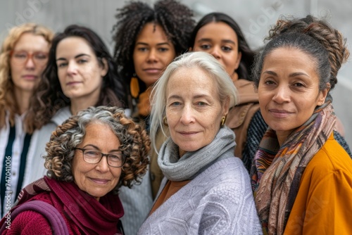 Diverse Group of Women Standing in Solidarity. Generative AI © Lukasz Czajkowski