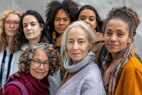 Diverse Group of Women Standing in Solidarity. Generative AI