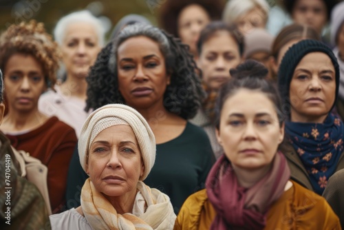 Multicultural Group of Women Standing in Unity. Generative AI © Lukasz Czajkowski