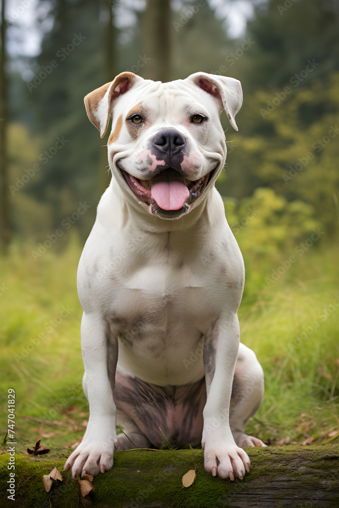 Alert and Muscular - The Sturdy American Bulldog in a Natural Outdoor Environment