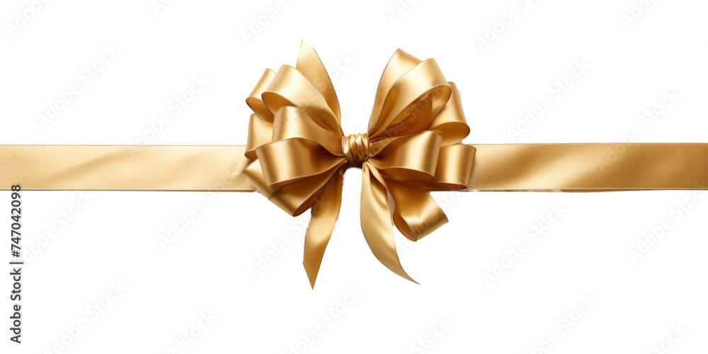 Fototapeta premium golden ribbon and bow isolated against transparent background