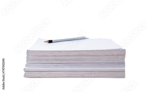 Papers and Pen Arranged on Clean Desk Isolated on Transparent Background PNG.