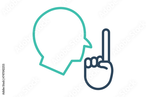 silence sign language. Silent Shh sign in with diverse hands, conveying quietness. line icon style. element illustration