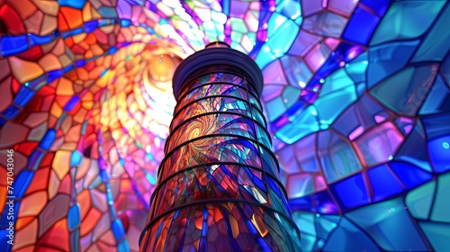 stained glass window lighthouse