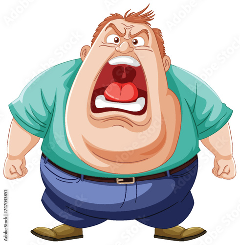 Cartoon of a man yelling with a furious expression