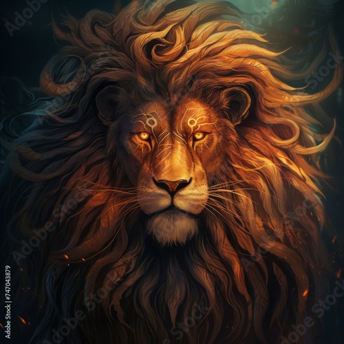 Brave 2D-style lion with a majestic mane