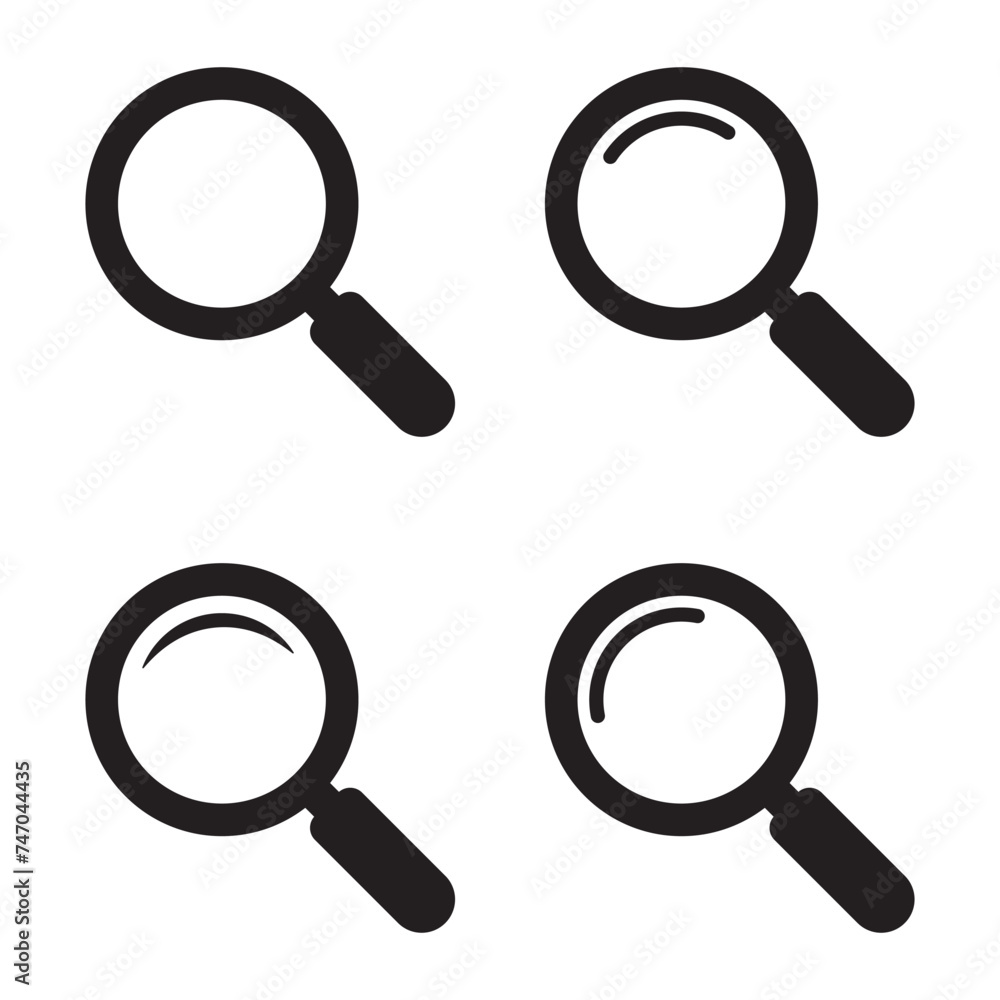 Magnifying glass icon, vector magnifier or loupe sign. Web search icon. Magnifying glass icon, vector magnifier or loupe sign. Web search icon.