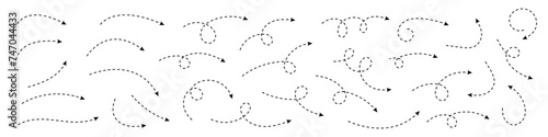 Curved dotted arrow. Zigzag arrow stripes design with dotted lines.