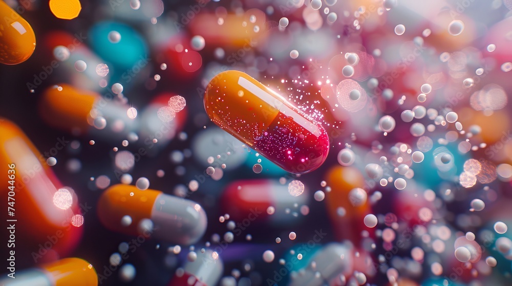 Capsule Pill in Mid-Air with Dynamic Particles