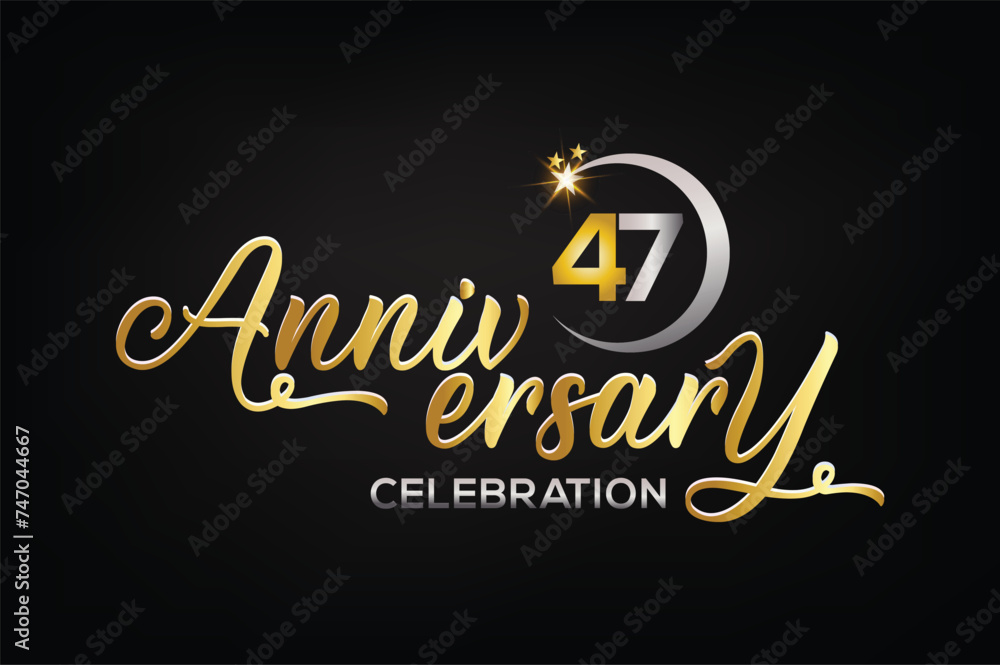 Star element gold color mixed luxury 47th anniversary invitation celebration Star element gold color mixed luxury 47th anniversary invitation celebration