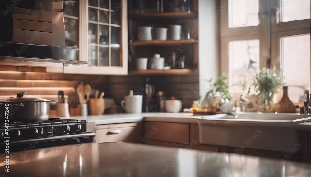 Fototapeta premium view of aesthetic kitchen design background image