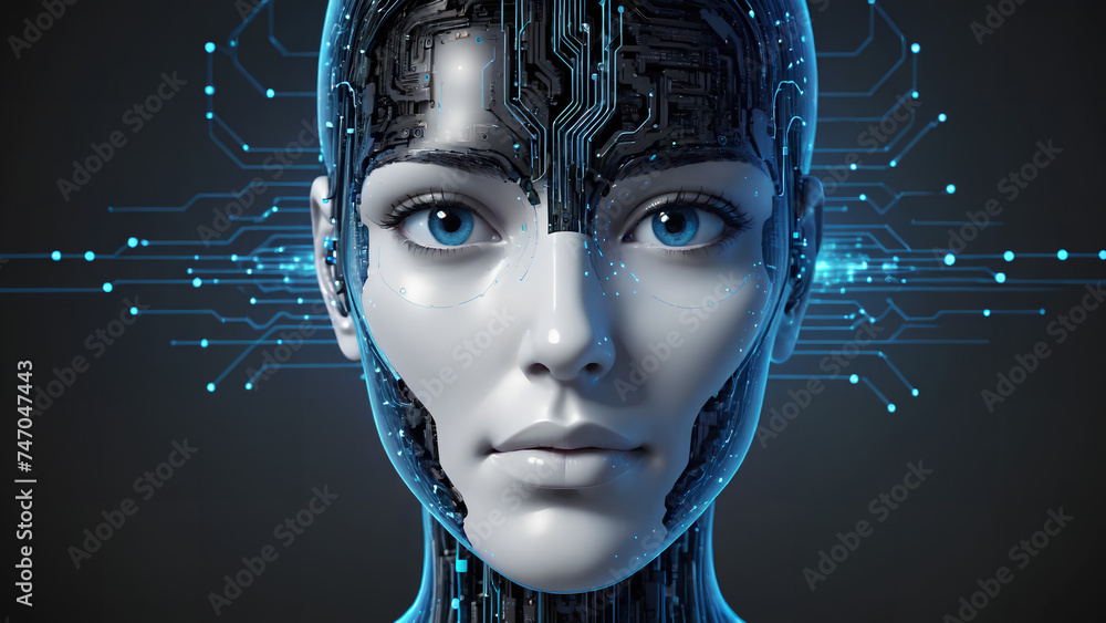 Abstract Artificial intelligence digital human face