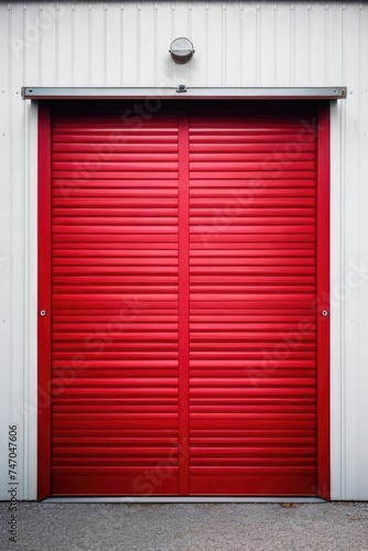 Cherry red & off-white garage metal door