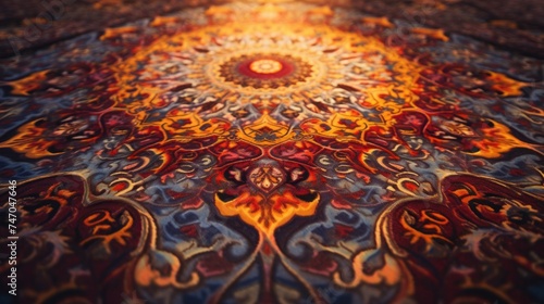 Beautiful Texture, Persian carpet background with colorful Patterns, Drawings on the floor.