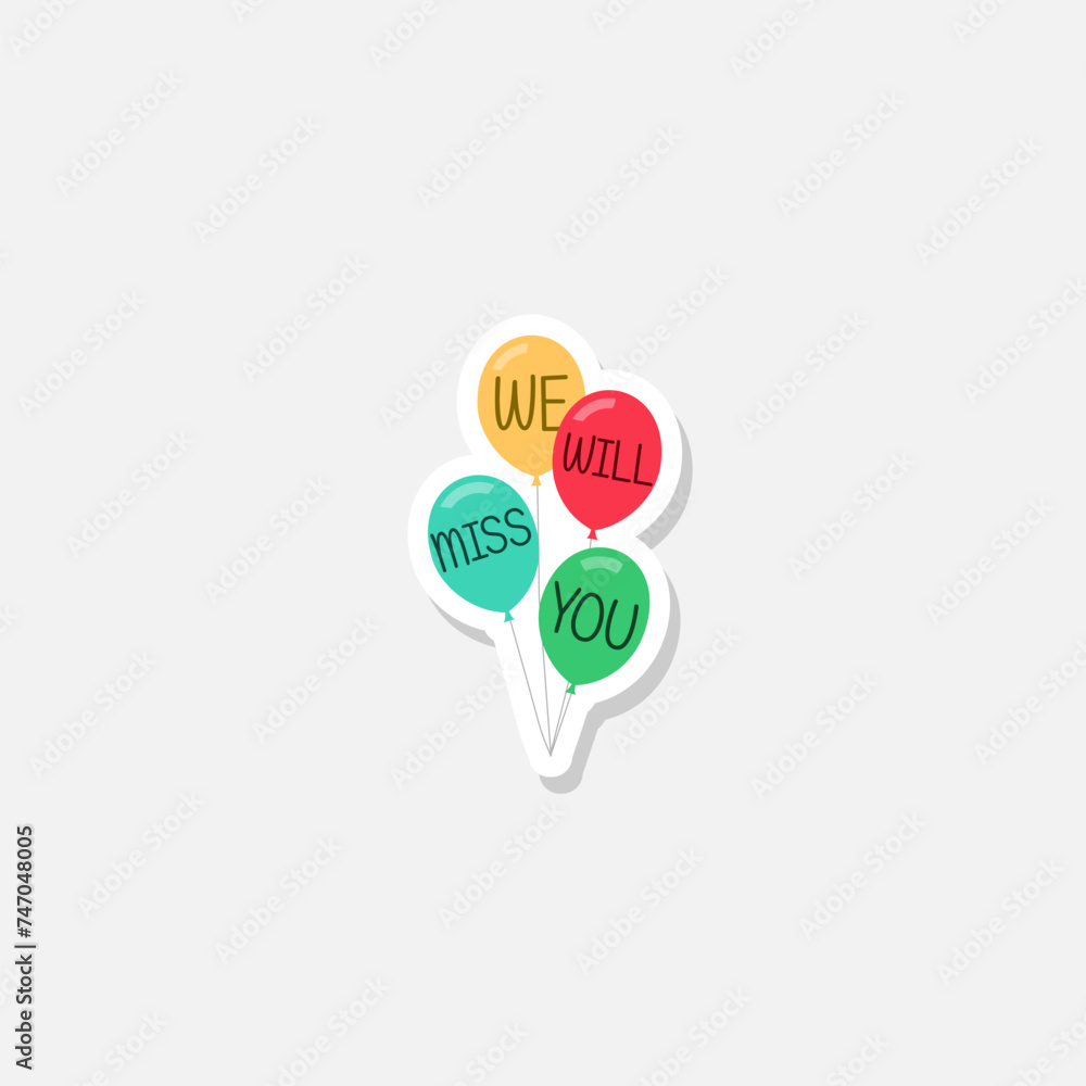 We will Miss You icon sticker isolated on gray background We will Miss You icon sticker isolated on gray background