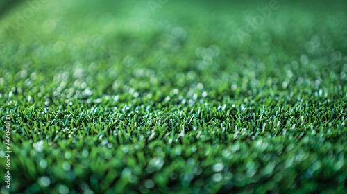 Synthetic Turf Close up of Artificial Rolled