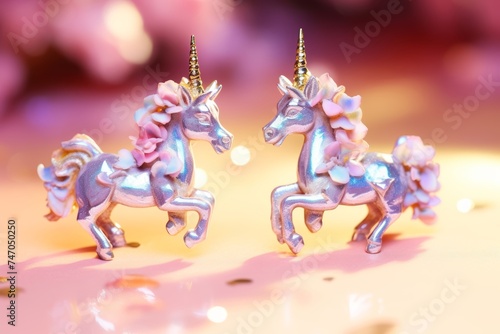 
Whimsical holographic unicorn earrings with magical shimmer, adding a playful touch to any ensemble