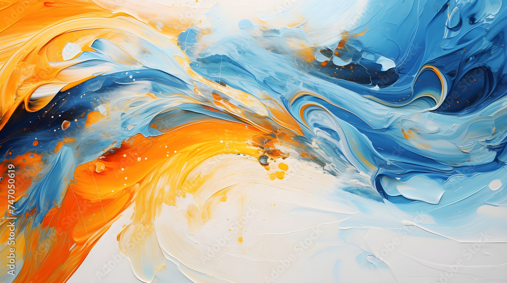 Vibrant Vortex: Blending of Cool Blues and Warm Yellows in Intricate Layers