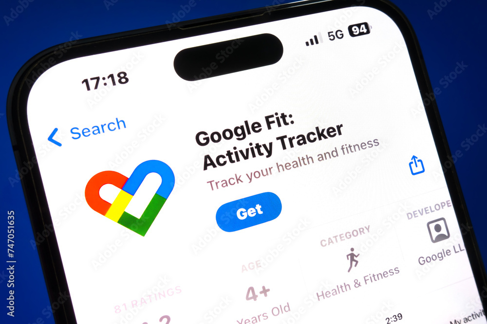 Nanning, China Feb 26, 2024. Google Fit Activity Tracker app. Google