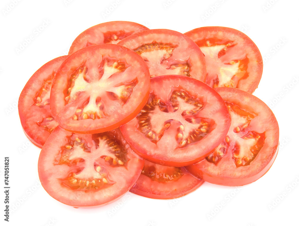 Slices of tomato isolated on white background Slices of tomato isolated on white background
