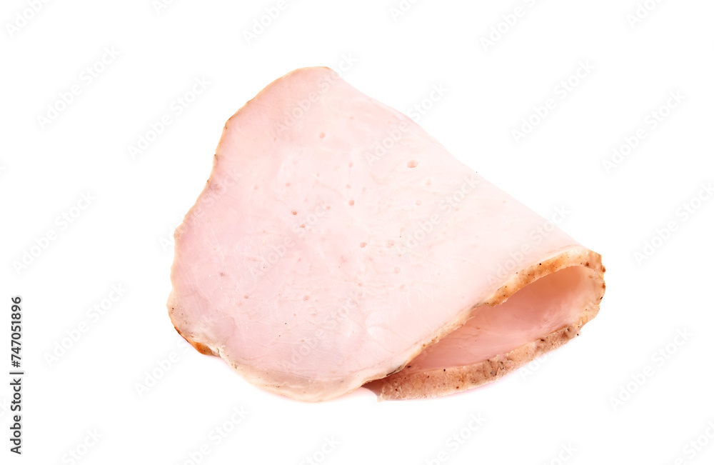 Pork ham sliced on white background. Pork ham sliced on white background.