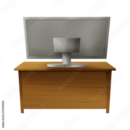 lcd monitor on wooden table